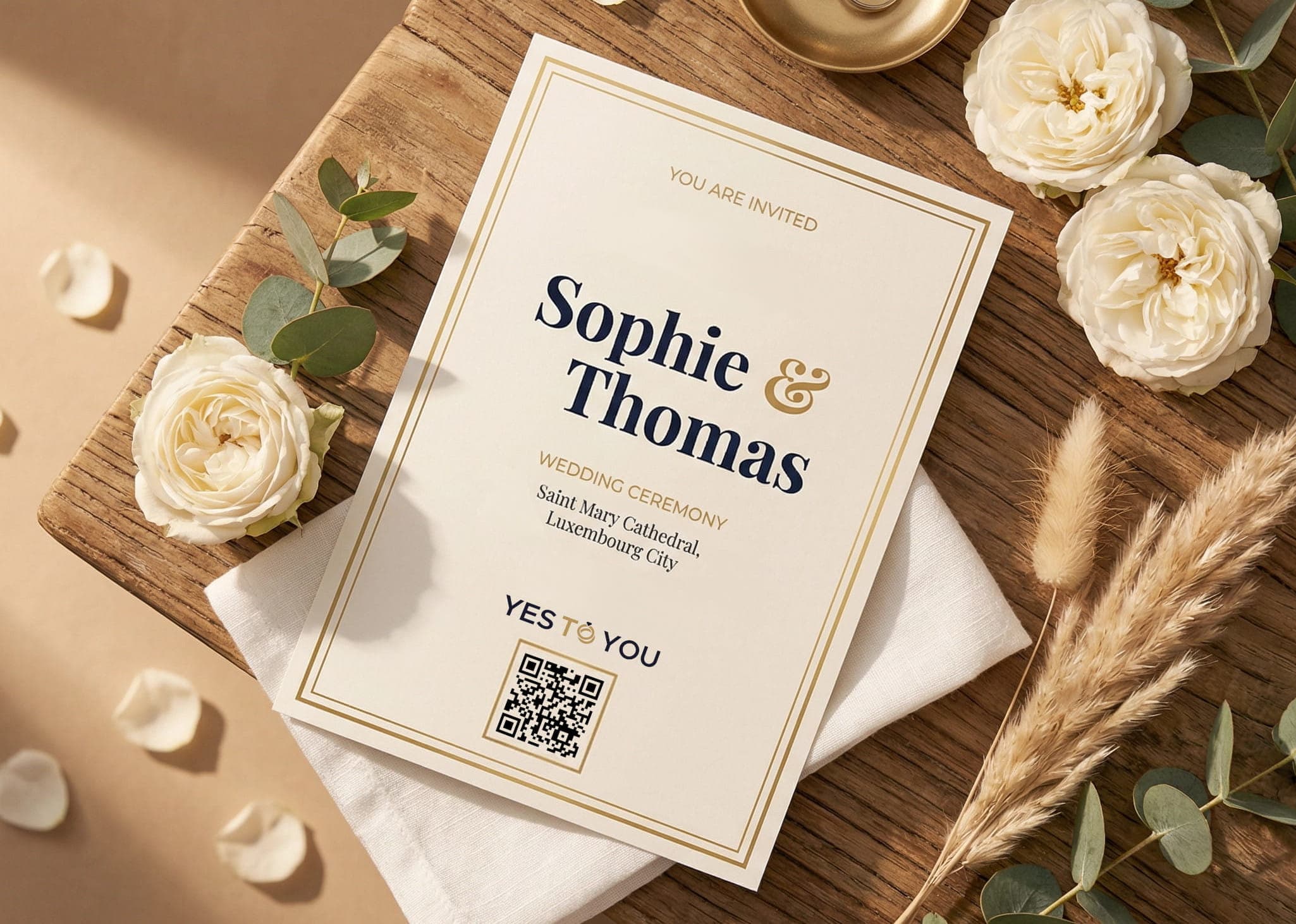Invito di matrimonio fisico con codice QR